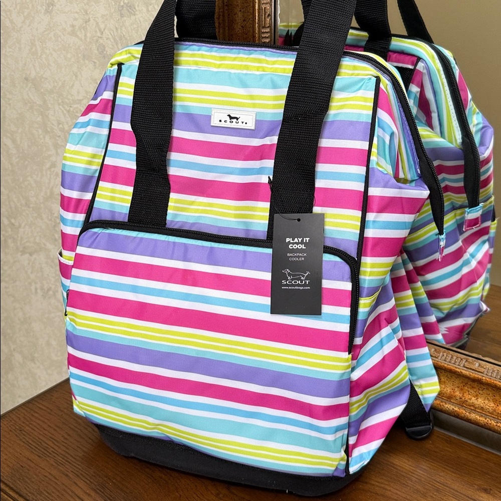 Scout Striped Backpack Cooler - Pink, Purple, Aqua, Lime, White